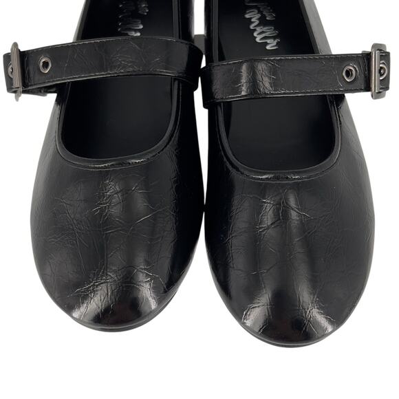 Olivia Miller Mary Jane Ballet Flats Unembellished Style 6.5 Glossy Black Crinkl - Picture 6 of 15